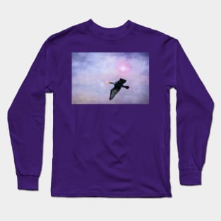 Journey of a Cormorant Through a Sunlit Sky Long Sleeve T-Shirt